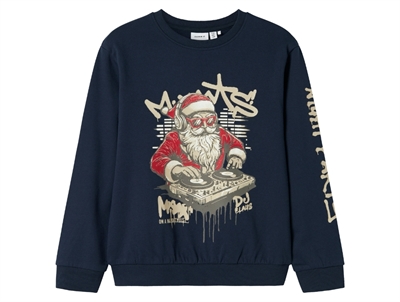 Name It sweatshirt i navy blazer med julemand DJ print