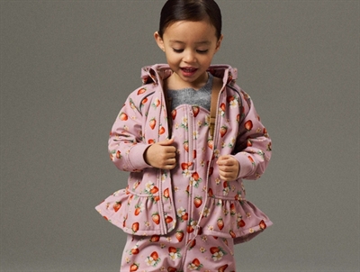 Name It softshelljakke i rosa nuance med jordbærprint på barn