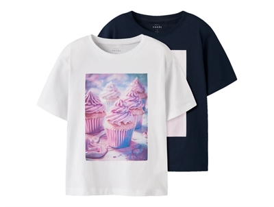 Name It t shirt i hvid 2 pak med print