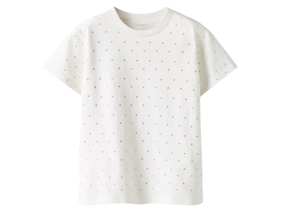 Name It t-shirt bright white med glitterprikker