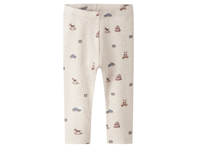 Name It leggings i råhvid nuance med legetøjsprint