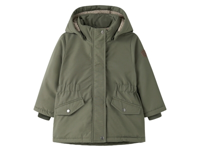 Name It vinterjakke dusty olive med teddyfor