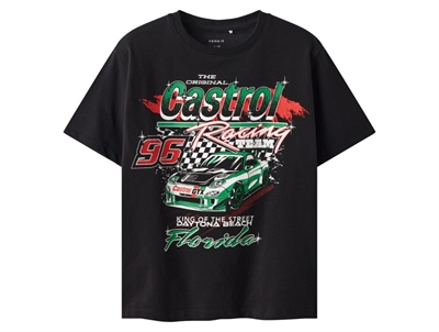 Name It t-shirt i sort med racerbilsprint på front