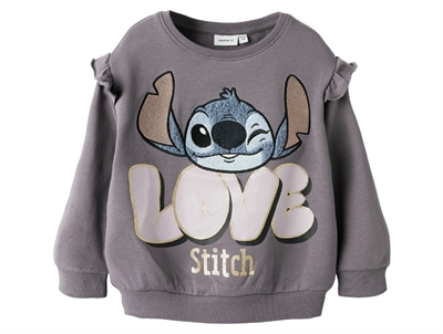 Name It Stitch sweatshirt lilla moonscape med broderet motiv forfra