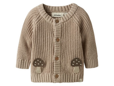 Lil' Atelier baby cardigan i oxford tan med svampe