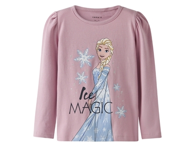 Name It MINI bluse i rosa nuance med Elsa print og glimmerdetaljer