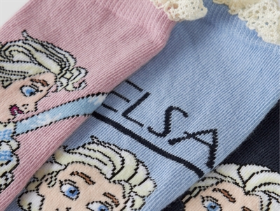 Name It MINI sokker i lyseblå og navy med Elsa motiv 3-pak