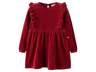 Lil\' Atelier kjole i red dahlia velour med flæser