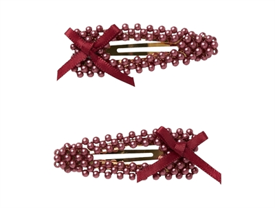 hårspænder i bordeaux fra Name It med perler og sløjfe