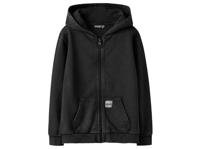 Name It sweatcardigan black med lynlås og hætte