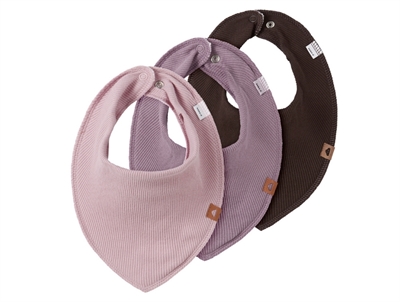 Name It Baby savlesmæk i burnished lilac, seal brown og toadstool med ribstruktur 3-pak