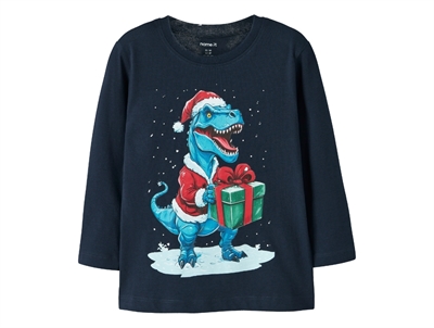 Name It bluse navy blazer med jule dino print