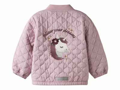 Name It quiltet jakke set bagfra med enhjørningbroderi