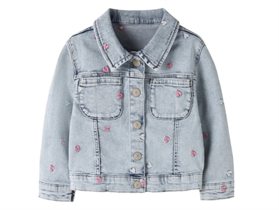 Name It denimjakke light blue bleached denim med hjerter