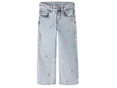 Name It jeans light blue bleached denim med hjerter