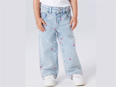 Name It jeans light blue bleached denim med hjerter
