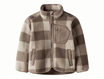 Name It teddyjakke i brun og beige tern