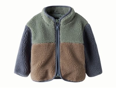 Name It teddy jakke i grøn nuance chinois green set forfra