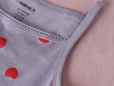 Name It undertøjstop lavender gray med hjerteprint 2-pak