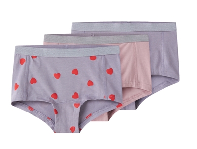 Name It hipsters lavender gray med hjerteprint 3-pak