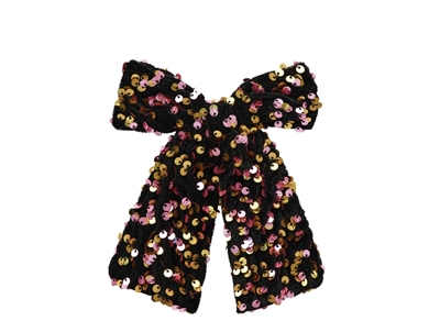 hårsløjfe fra Name It i sort med guld og pink pailletter