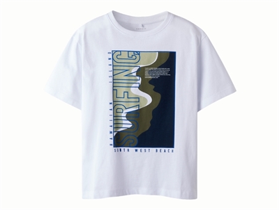 Name It t-shirt i hvid nuance bright white med surf print