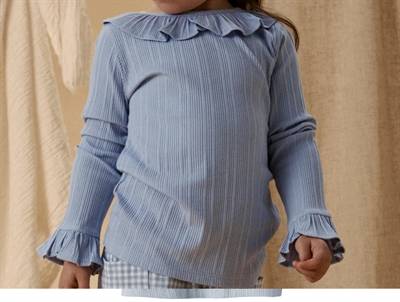 Lil' Atelier bluse zen blue med flæser