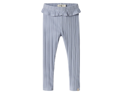 Lil' Atelier leggings zen blue med flæsekant