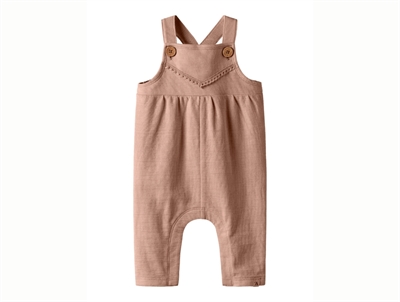 Lil' Atelier overalls i rosabrun nuance med blondekant set forfra