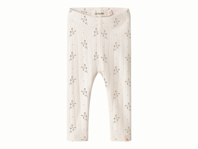 Lil' Atelier leggings i råhvid nuance med blomsterprint set forfra