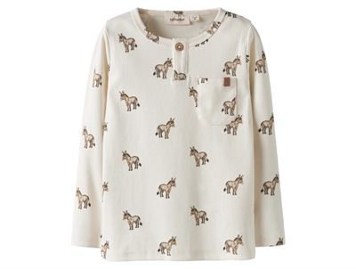 Lil' Atelier bluse coconut milk med æselprint