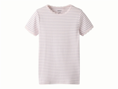Name It rib top i lyserød nuance tender touch med lilla striber