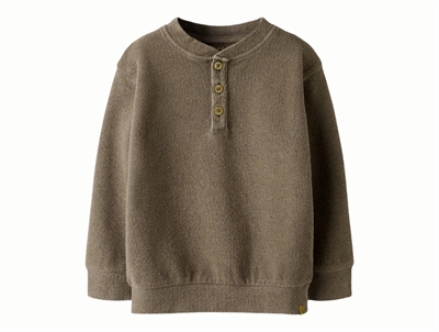 Lil' Atelier sweatshirt i brun nuance med knaplukning set forfra