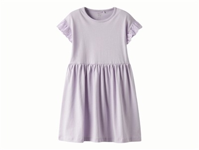 Name It midi kjole i lilla nuance orchid petal med flæseærmer