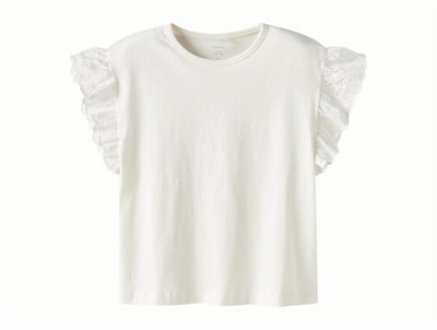 Name It top i råhvid nuance gardenia med flæseærmer