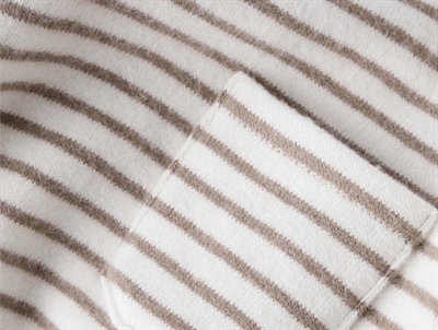 Lil\' Atelier MINI top i råhvid nuance med brune striber og brystlomme