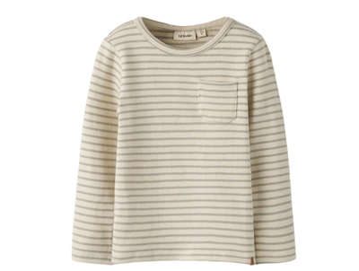 Lil' Atelier MINI top i råhvid nuance med grå striber og brystlomme