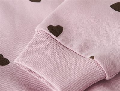 name it mini sweatshirt lyserød med hjerteprint