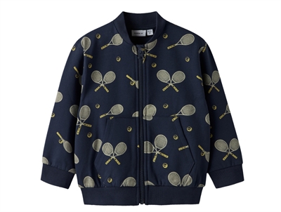 Name It sweatcardigan navy blazer med tennisprint