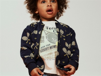 Name It sweatcardigan navy blazer med tennisprint
