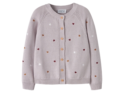 Name It cardigan i lilla nuance med små hjerter