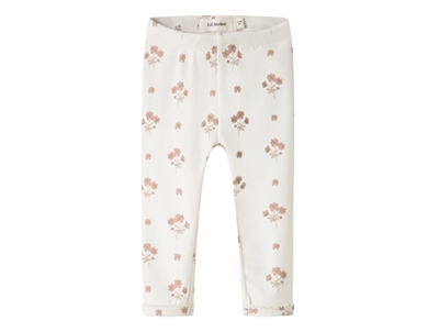 Lil' Atelier leggings i råhvid nuance med rosa blomsterprint