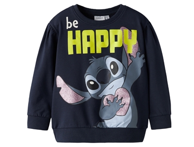 Name It sweatshirt navy blazer med Stitch og glitter print