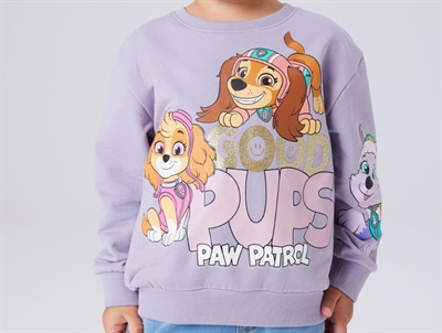 Name It sweatshirt lavender gray med Paw Patrol og glitter print