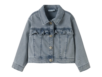 Name It denimjakke light blue denim med flæsedetalje foran