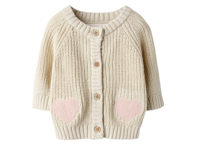 Lil' Atelier BABY cardigan i turtledove med hjerter