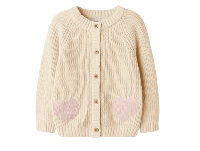 Lil' Atelier MINI cardigan i turtledove med hjerter