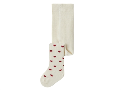 Lil' Atelier strømpebukser i turtledove med røde hjerter