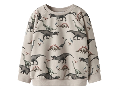 Name It sweatshirt i lys beige nuance pumice stone med dinosaurprint