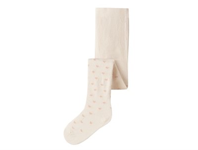 Lil' Atelier MINI strømpebukser i turtledove med lyserøde hjerter